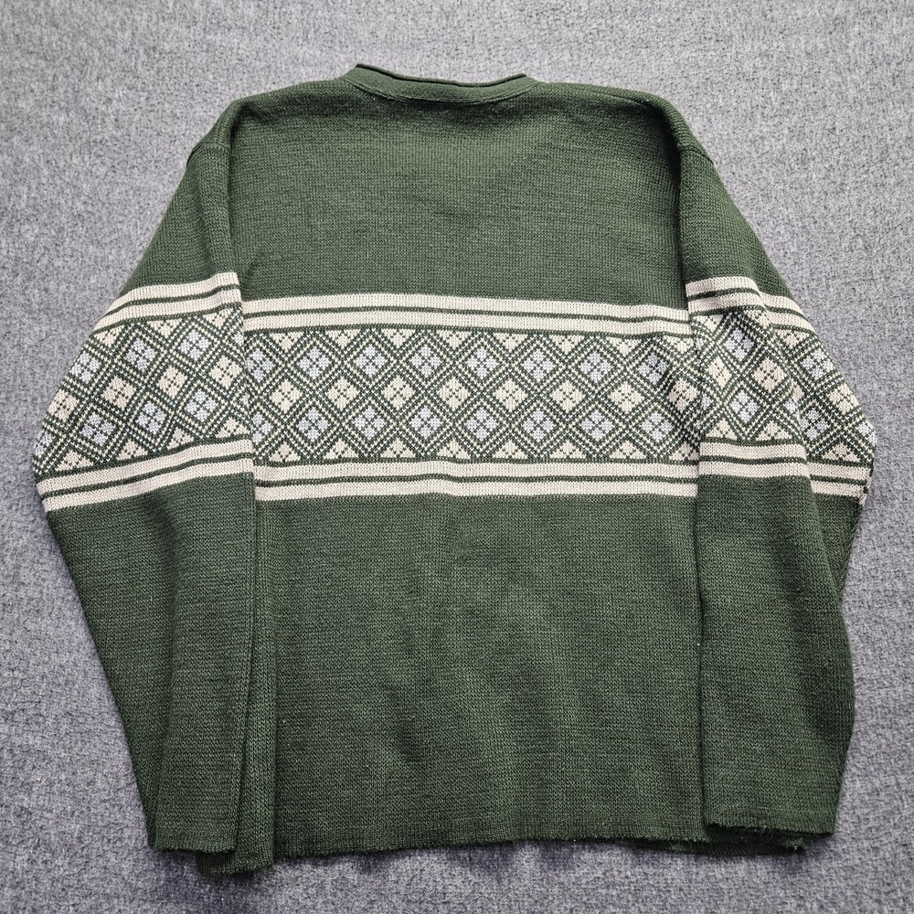 Vintage Jester Acrylic V Neck Sweater Green Diamond Pattern USA Large L - Picture 8 of 9